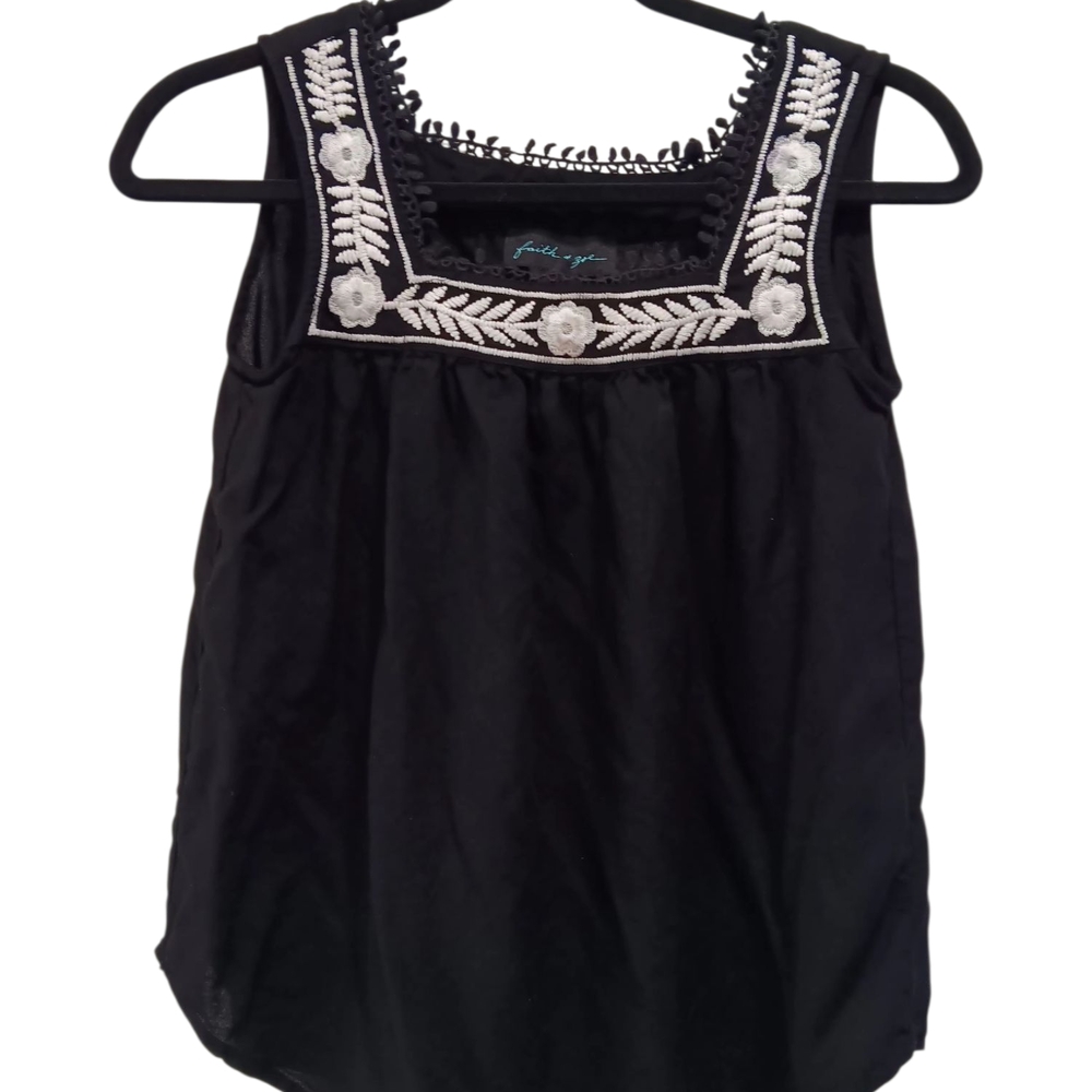 Faith & Zoe Black Embellished Sleeveless Tank Top